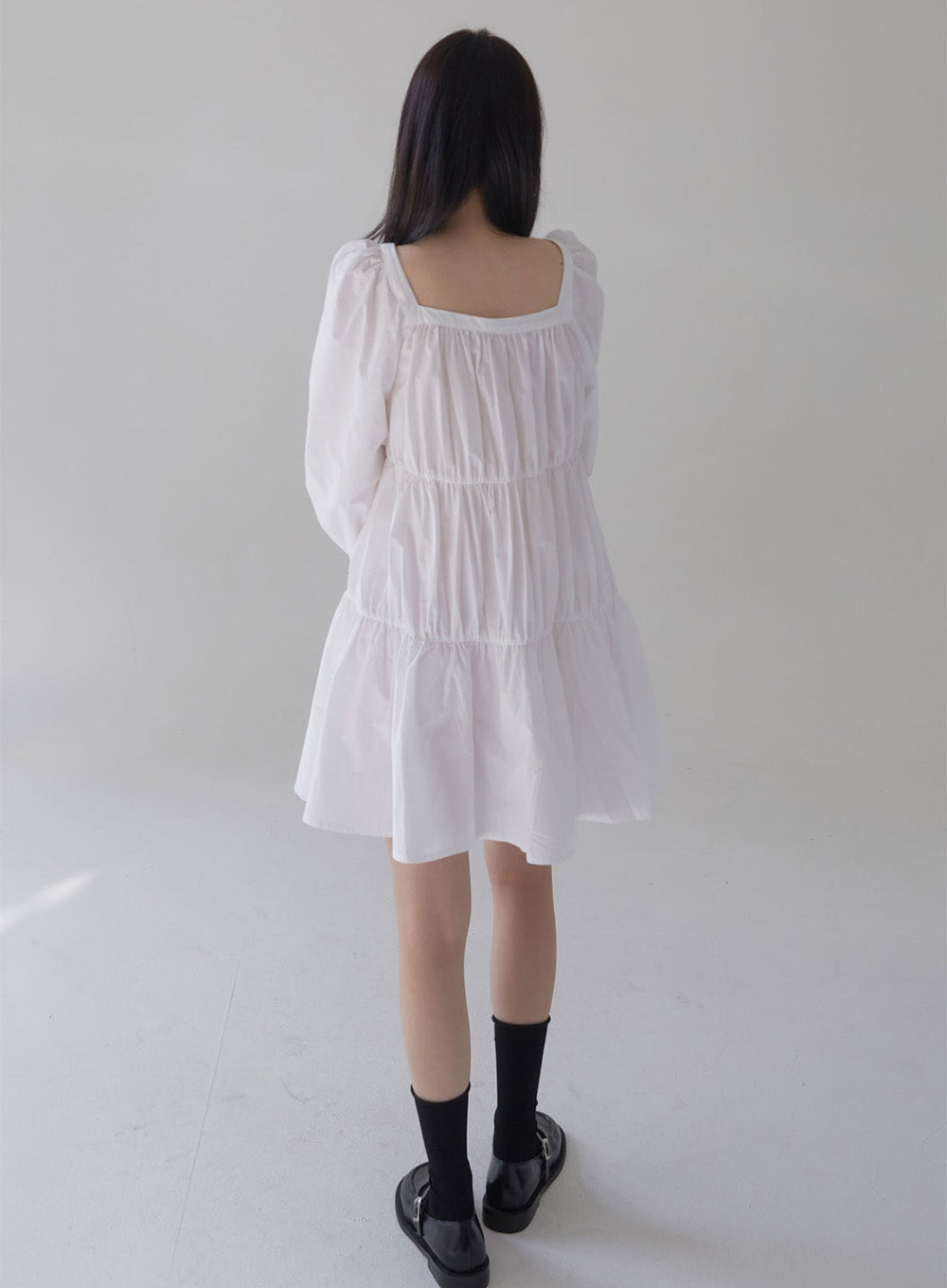 Square Neck Tiered Mini Dress