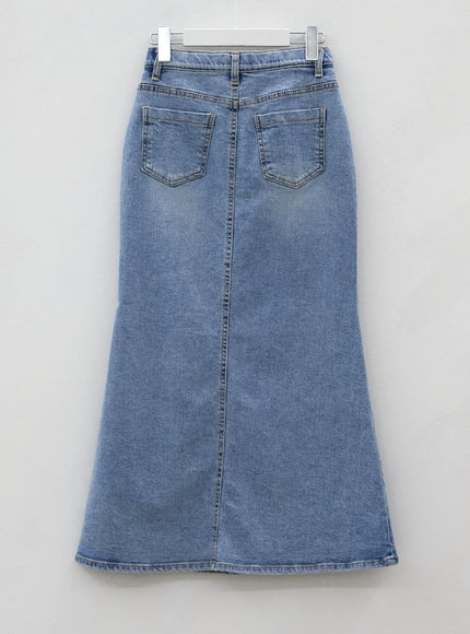 Slit Mermaid Fit Denim Maxi Skirt BJ03