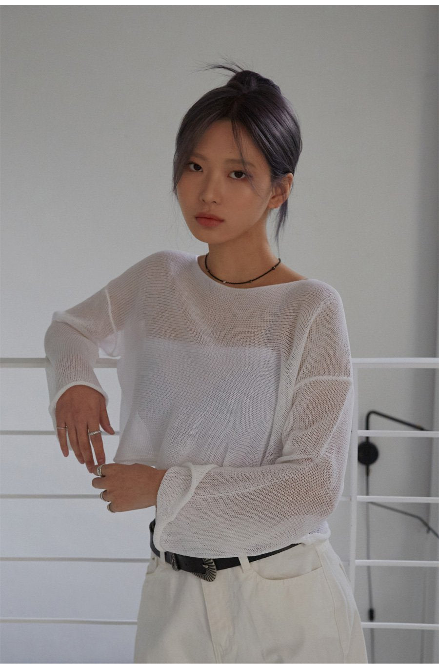 Sheer Cropped Knit Top CM5