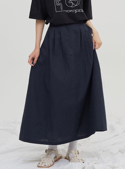 Linen Maxi Flare Skirt CM6