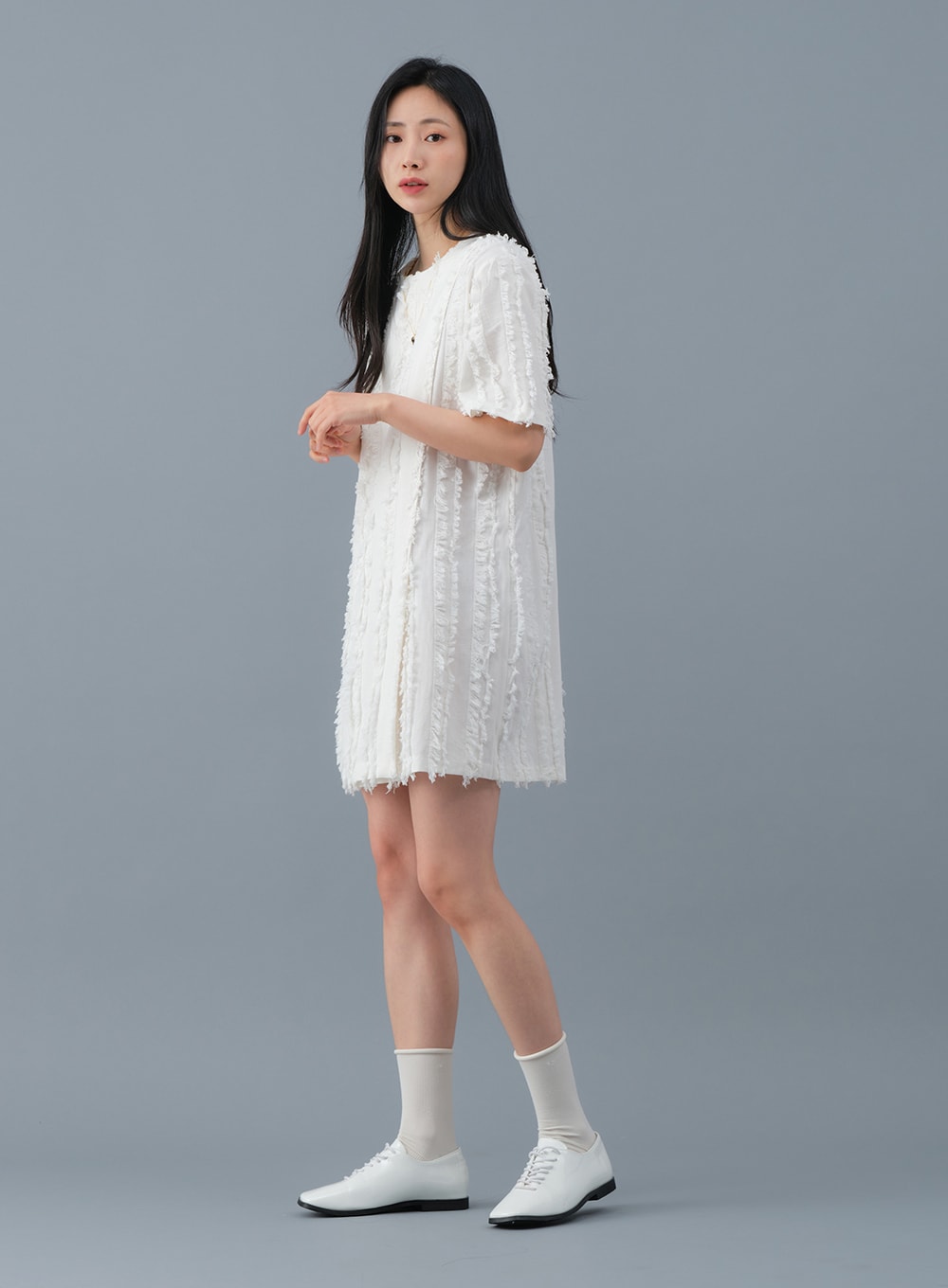 Feathery Slit Mini Dress OM10