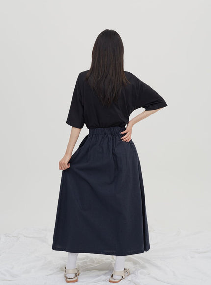 Linen Maxi Flare Skirt CM6