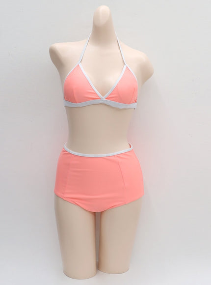 White Line Detail Bikini Set