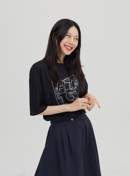 Linen Maxi Flare Skirt CM6