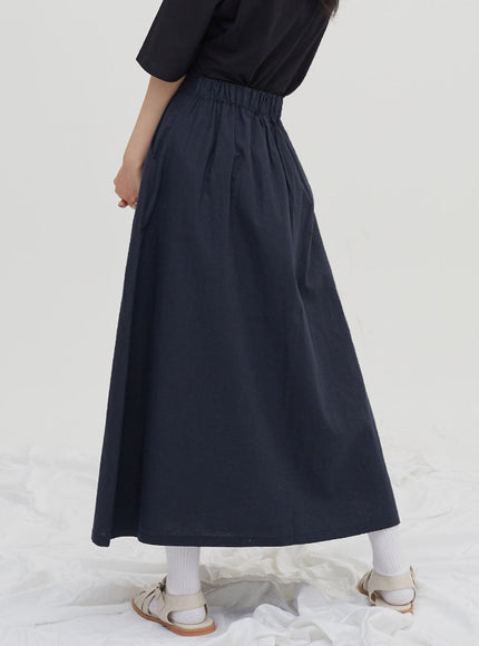 Linen Maxi Flare Skirt CM6