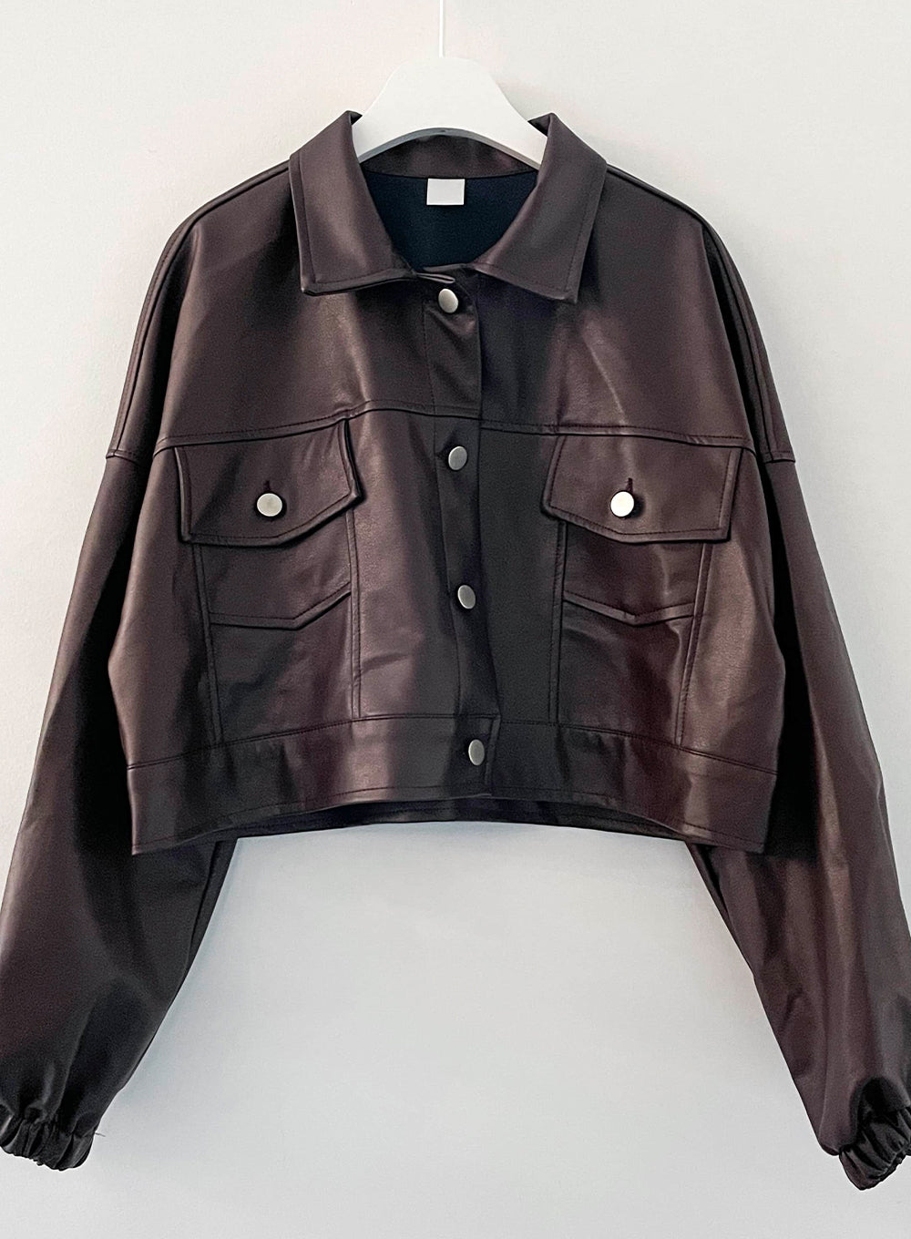 Faux Leather Cropped Jacket