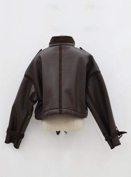 Oversized Cropped Shearling Jacket IJ320
