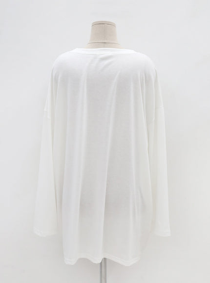 Plus Basic Span Round Neck Long Sleeve T-Shirt IG09