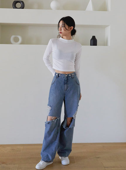 Destroyed Wide Leg Jeans J24