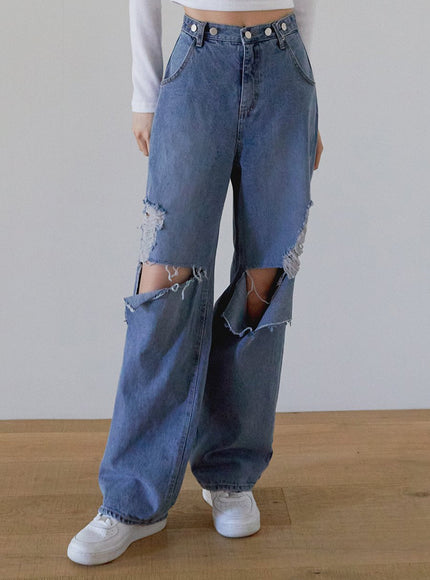 Destroyed Wide Leg Jeans J24