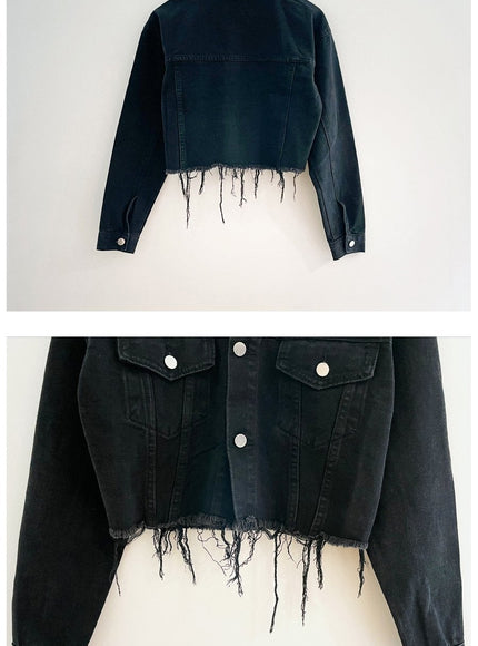 Ripped Hem Cropped Jacket F14