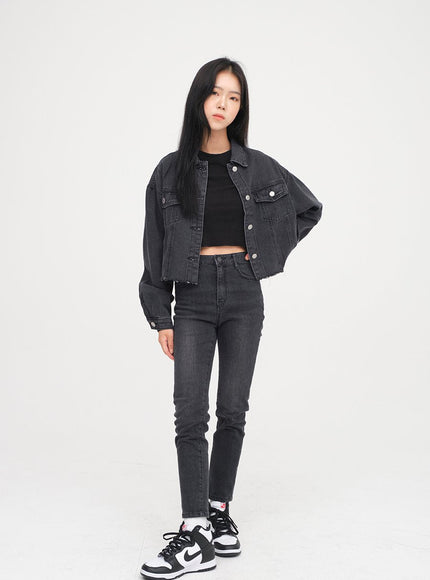 Ripped Hem Denim Crop Jacket F14