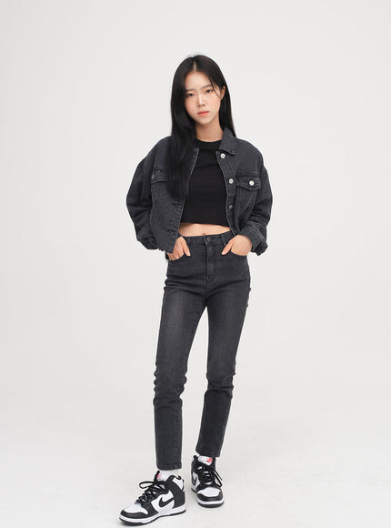 Ripped Hem Denim Crop Jacket F14