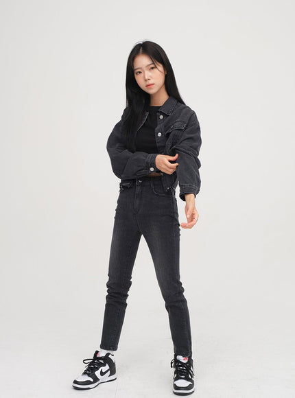 Ripped Hem Denim Crop Jacket F14