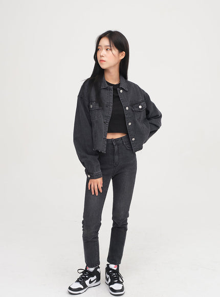 Ripped Hem Denim Crop Jacket F14