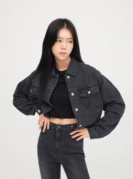 Ripped Hem Denim Crop Jacket F14