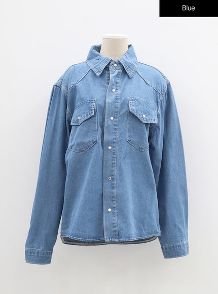 Stitch Detail Denim Shirt OF310