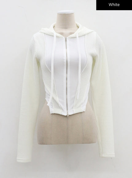 Ribbed Cropped Zip-Up Hoodie CJ330