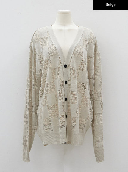 Checkered Oversized Cardigan CJ09