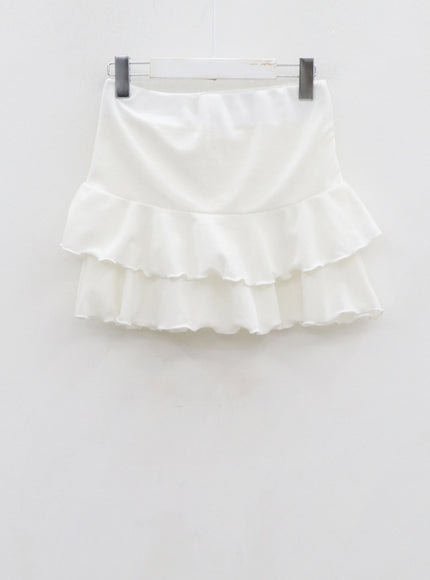 Front Tie Cardigan And Wavy Mini Skirt Set CN24