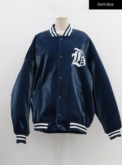 Faux Leather Oversized Graphic Jacket Unisex CD27