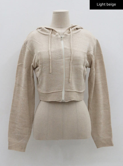 Knit Crop Hoodie Zip Up CS28