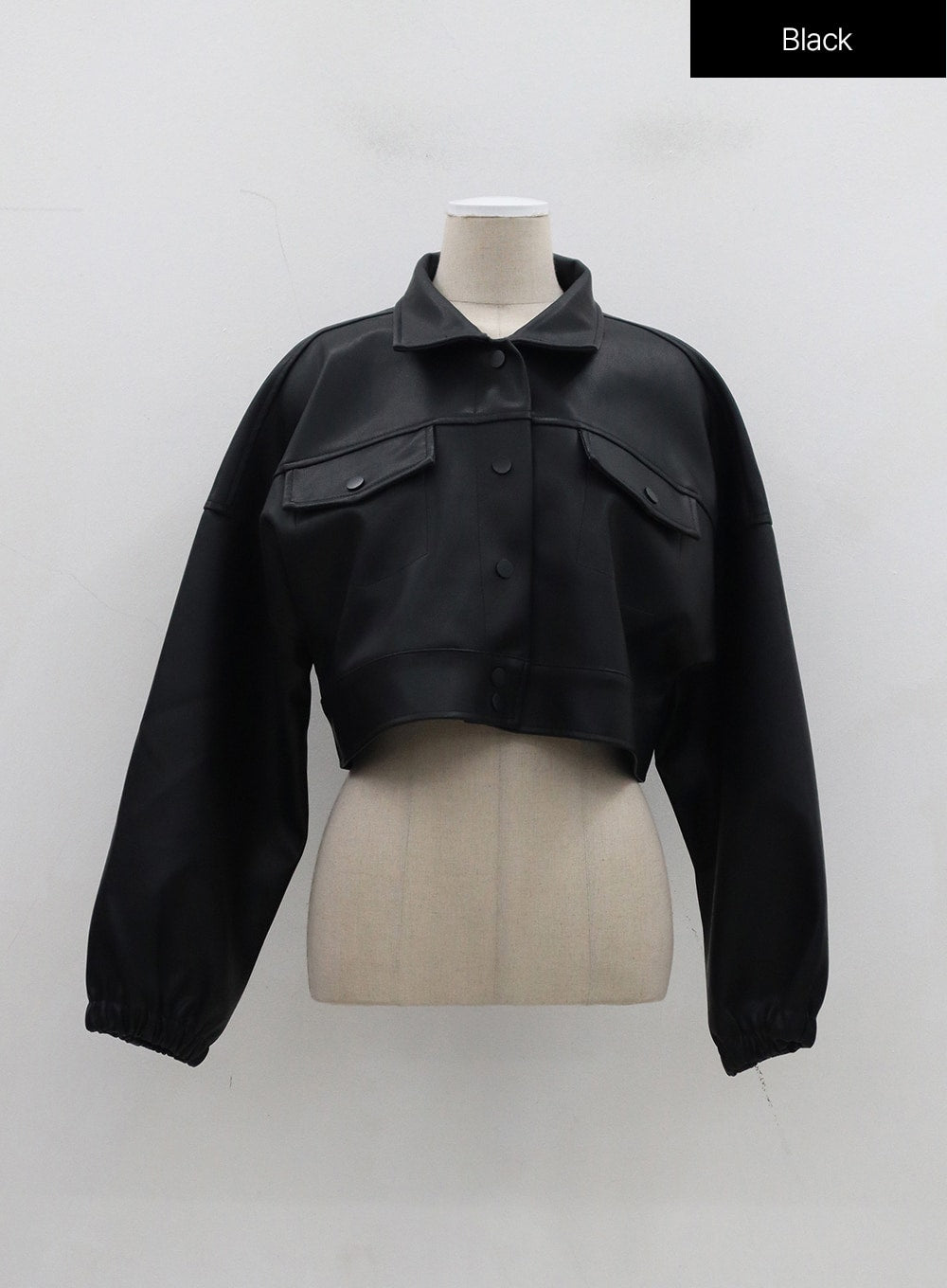 Faux Leather Cropped Jacket OF301