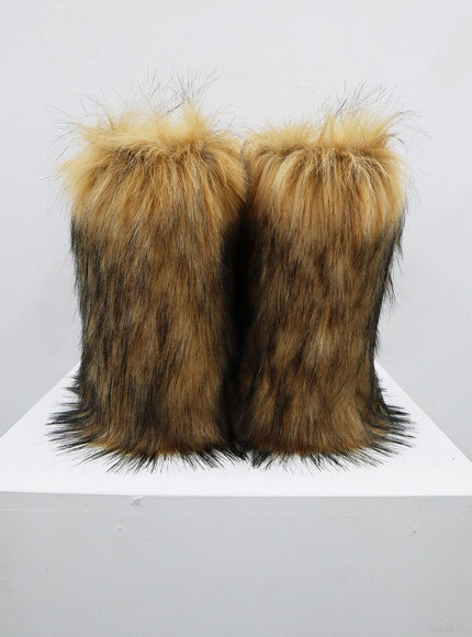 Faux Racoon Fur Mid-Calf Boots CO13