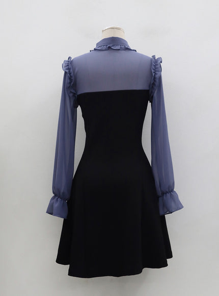 Mini Dress with Frill and Ribbon Detail BD16