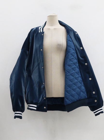 Faux Leather Oversized Graphic Jacket Unisex CD27