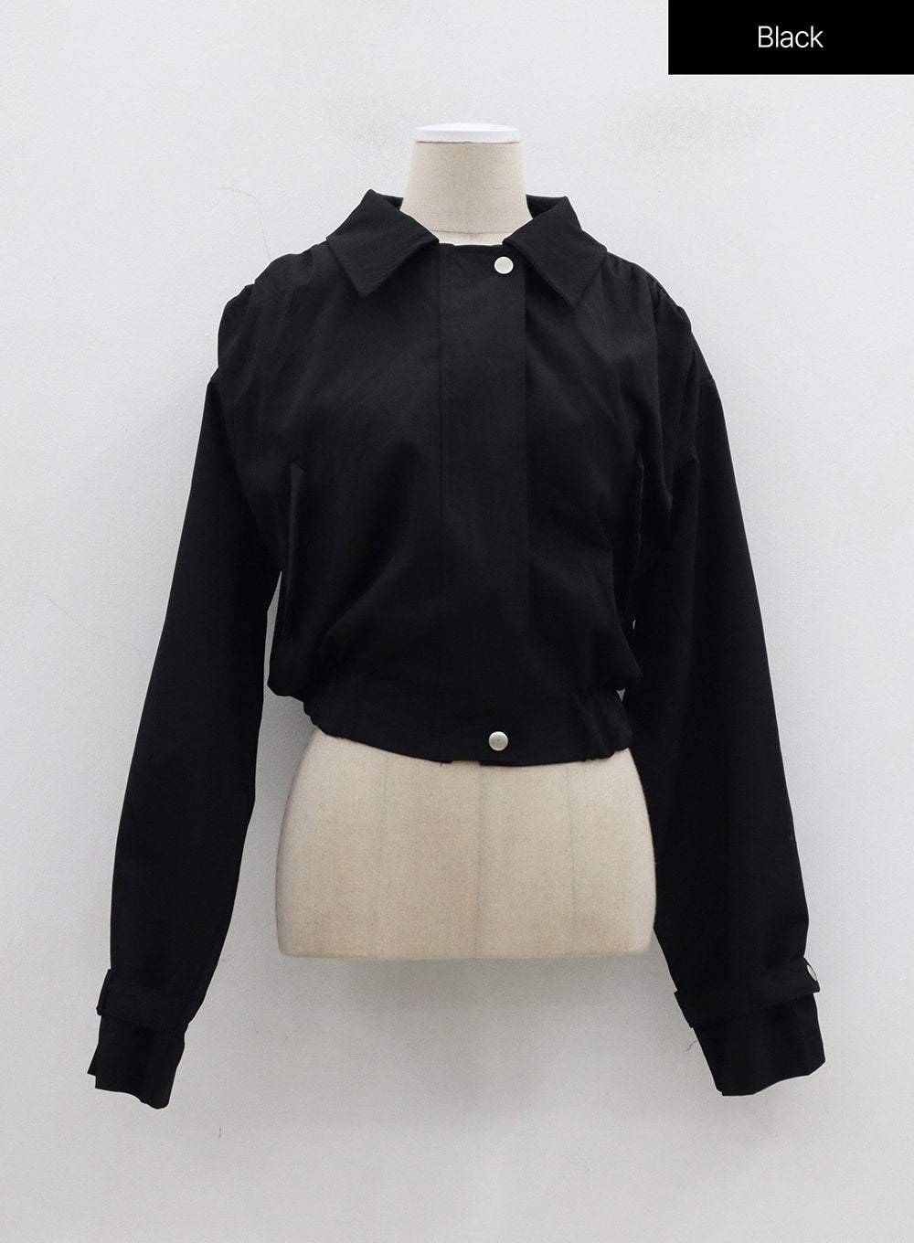 Zip-Up Snap Button Detail Cropped Jacket OJ320