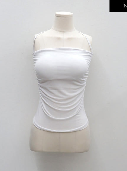 Halterneck Shirred Top with Padding CM9