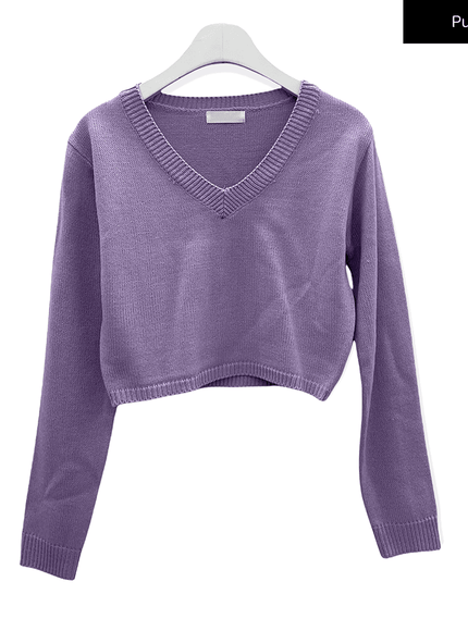 Cropped V Neck Knit C1901