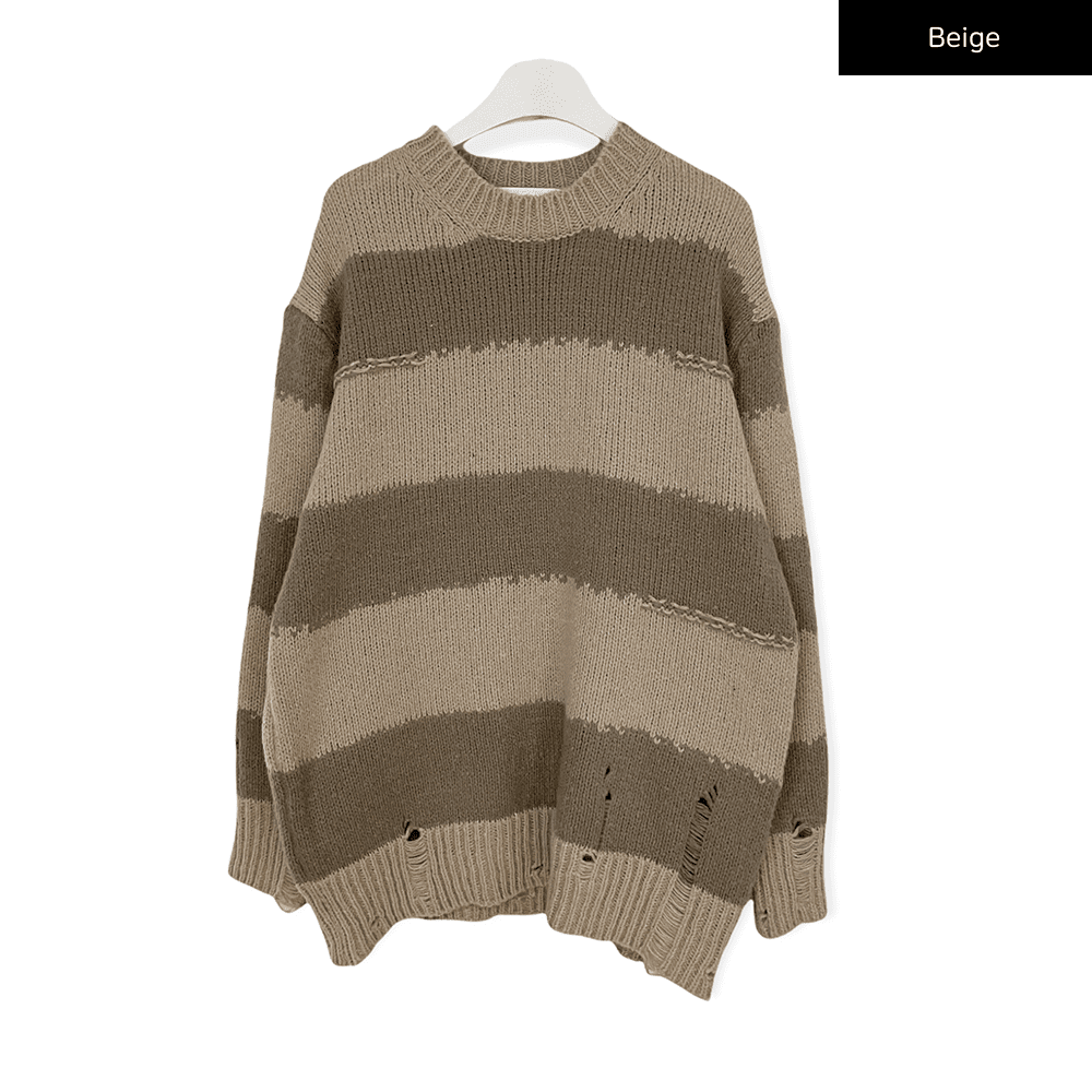 Destroyed Stripe Knitted Pullover