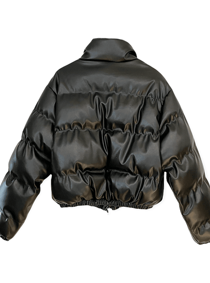 Faux Leather Cropped Puffer Jacket CS07