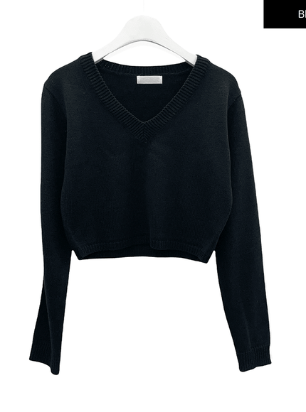 Cropped V Neck Knit C1901