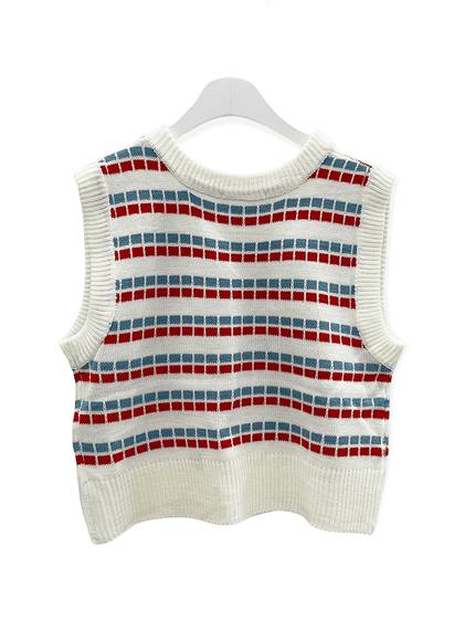 Pattern Cropped Knit Vest C1002