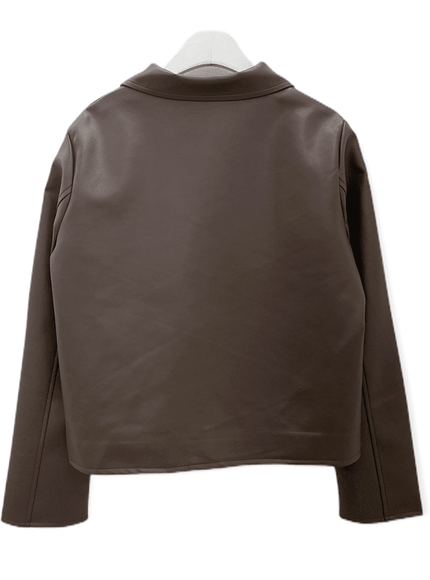 Faux Leather Jacket with Collar C2001