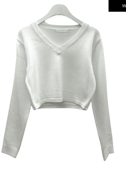 Cropped V Neck Knit C1901