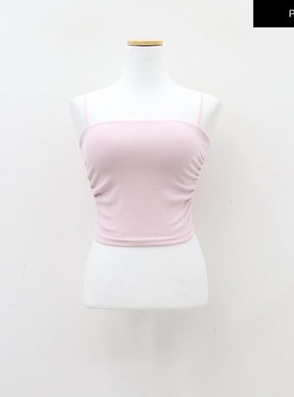Cropped Cami with Side Shirring and Bra Cap Attached CM23