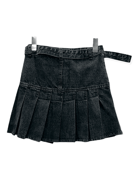 Denim Pleated Mini Skirt