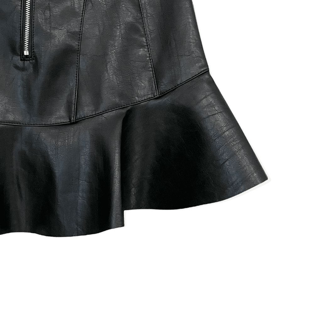 Faux Leather Flared Mini Skirt