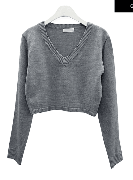 Cropped V Neck Knit C1901